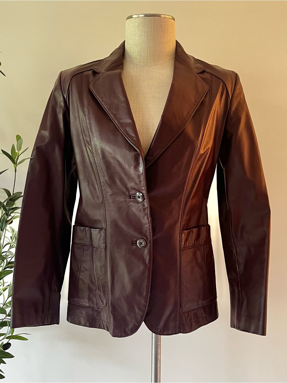 Vintage Wilson Dark Burgundy Brown Leather Blazer Jacket